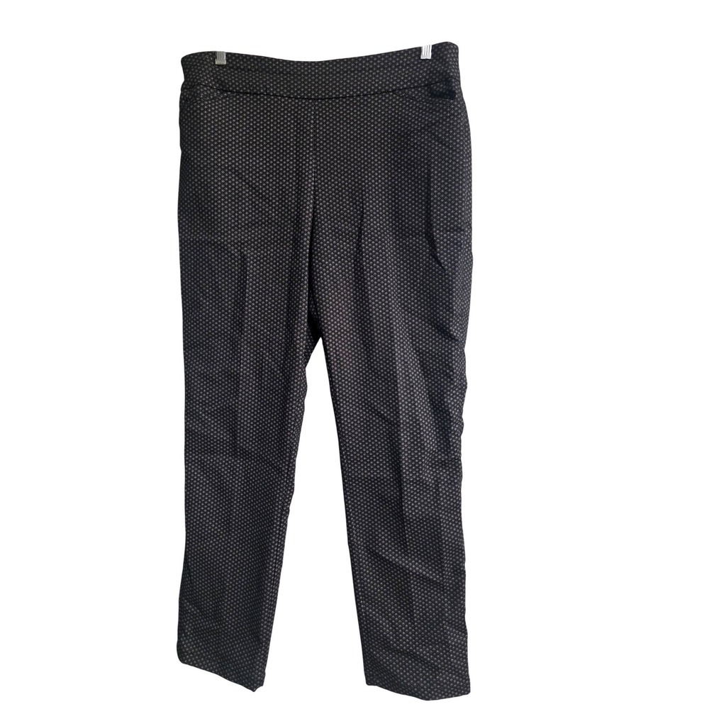 Croft‎ & Barrow Womens Black Geometric Diamond Dress Pants Straight Leg 14